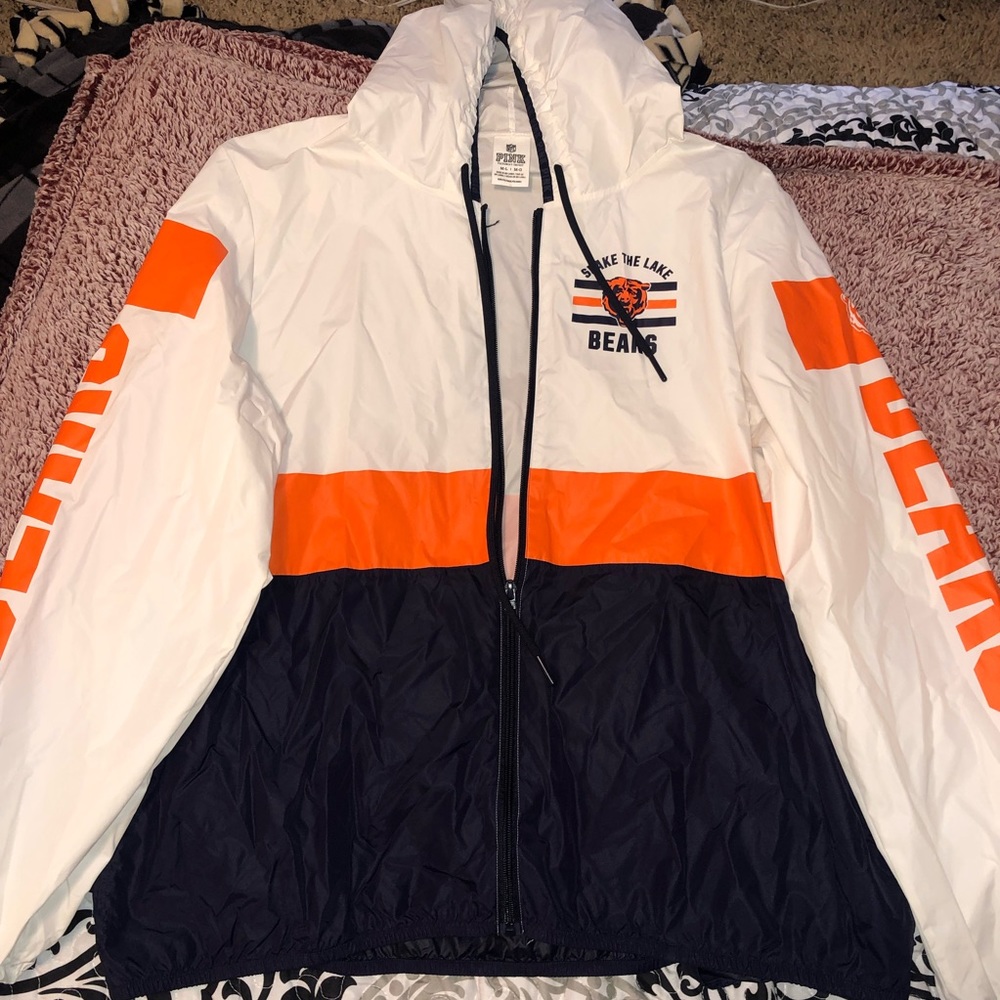 Chicago Bears Women's White Orange Navy Colorblock Windbreaker Jacket